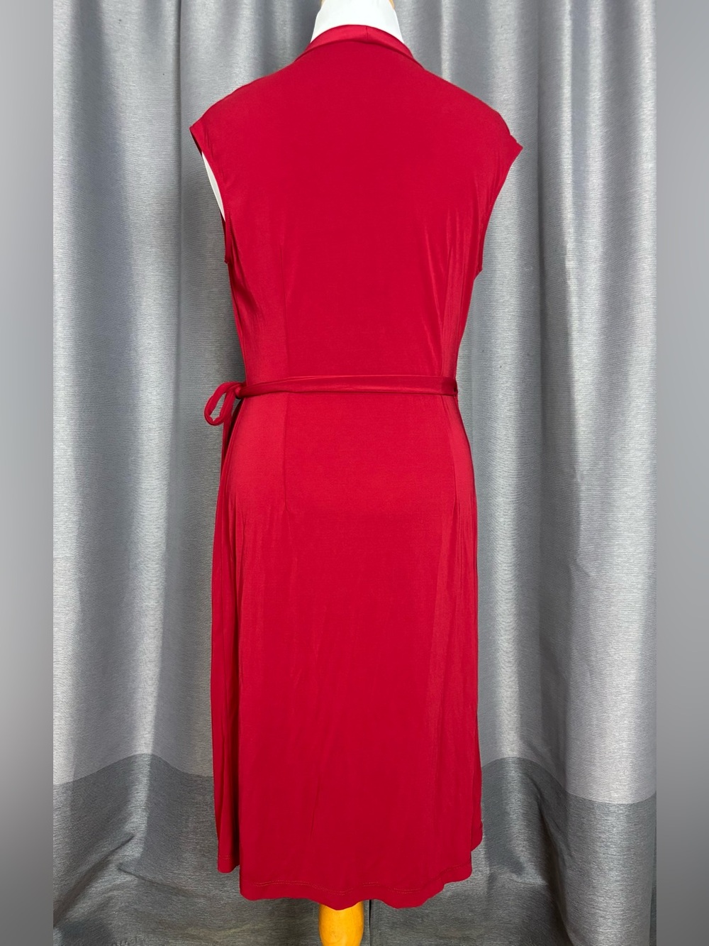 Vintage Y2K BCBGMaxAzria Burgundy Sleeveless Wrap Midi Dress with Side Tie L - Picture 3 of 7